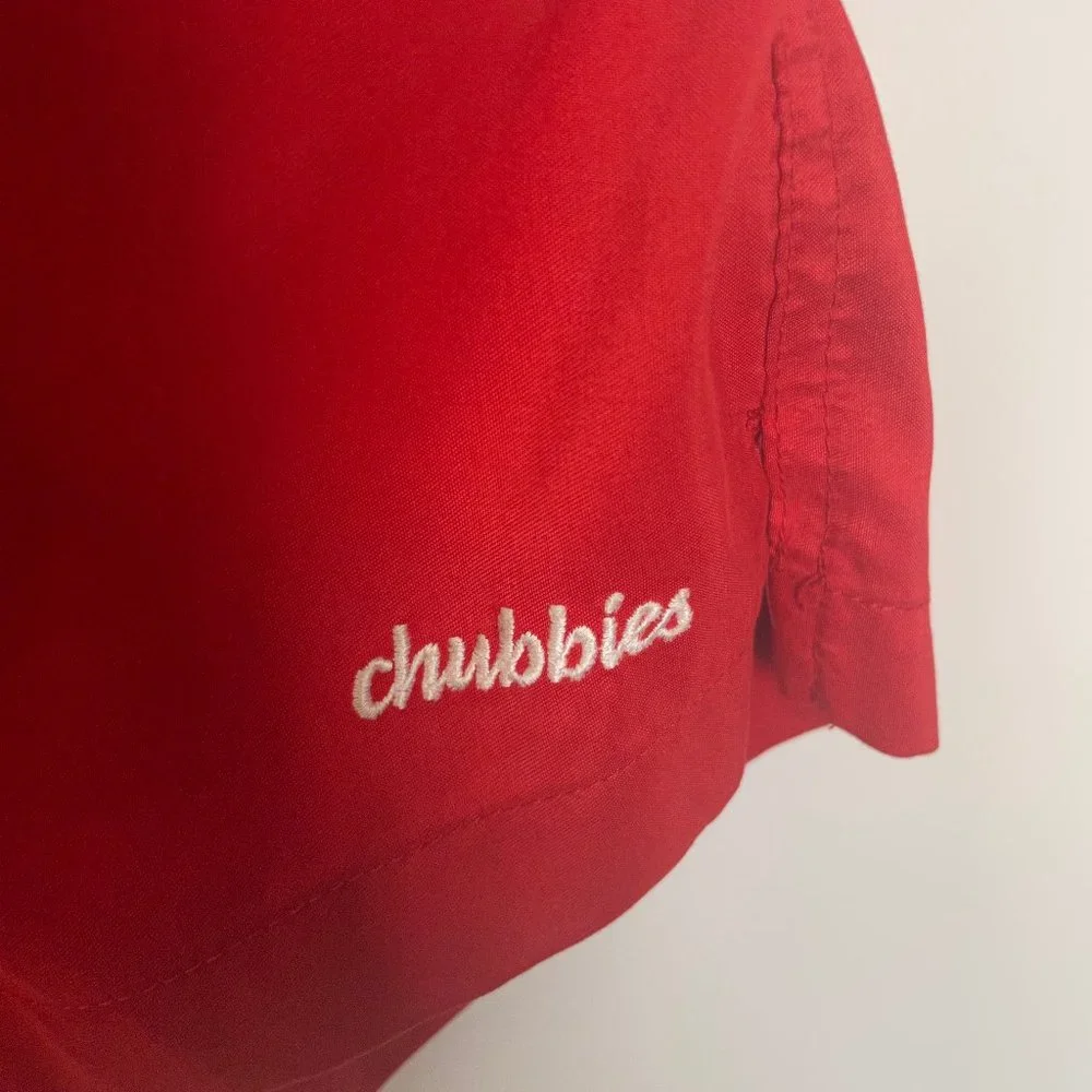 chubbies Blue and Red Colorblock Swim Trunks